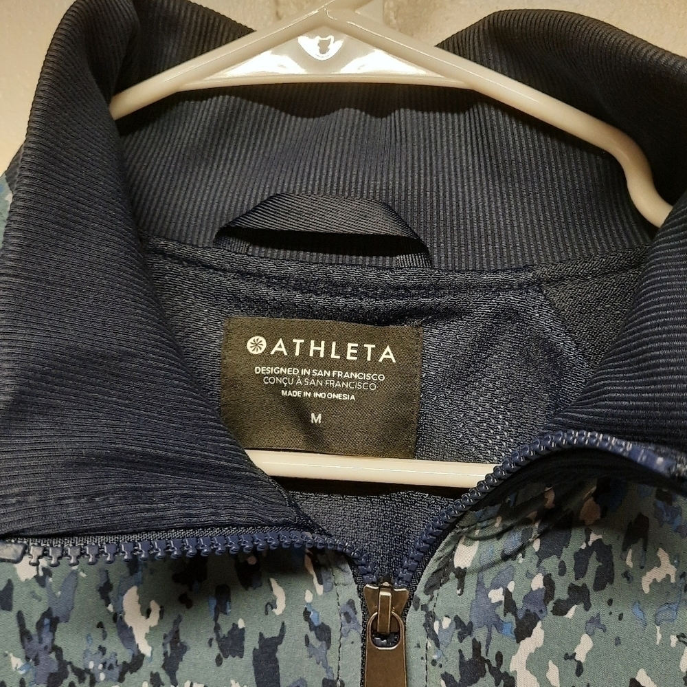 Athleta Women's Brooklyn Bomber Jacket Blue Speckled Camo Medium - Picture 4 of 7